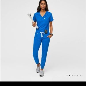 Figs Zamora Jogger Scrub Pants Large Petite Royal Blue